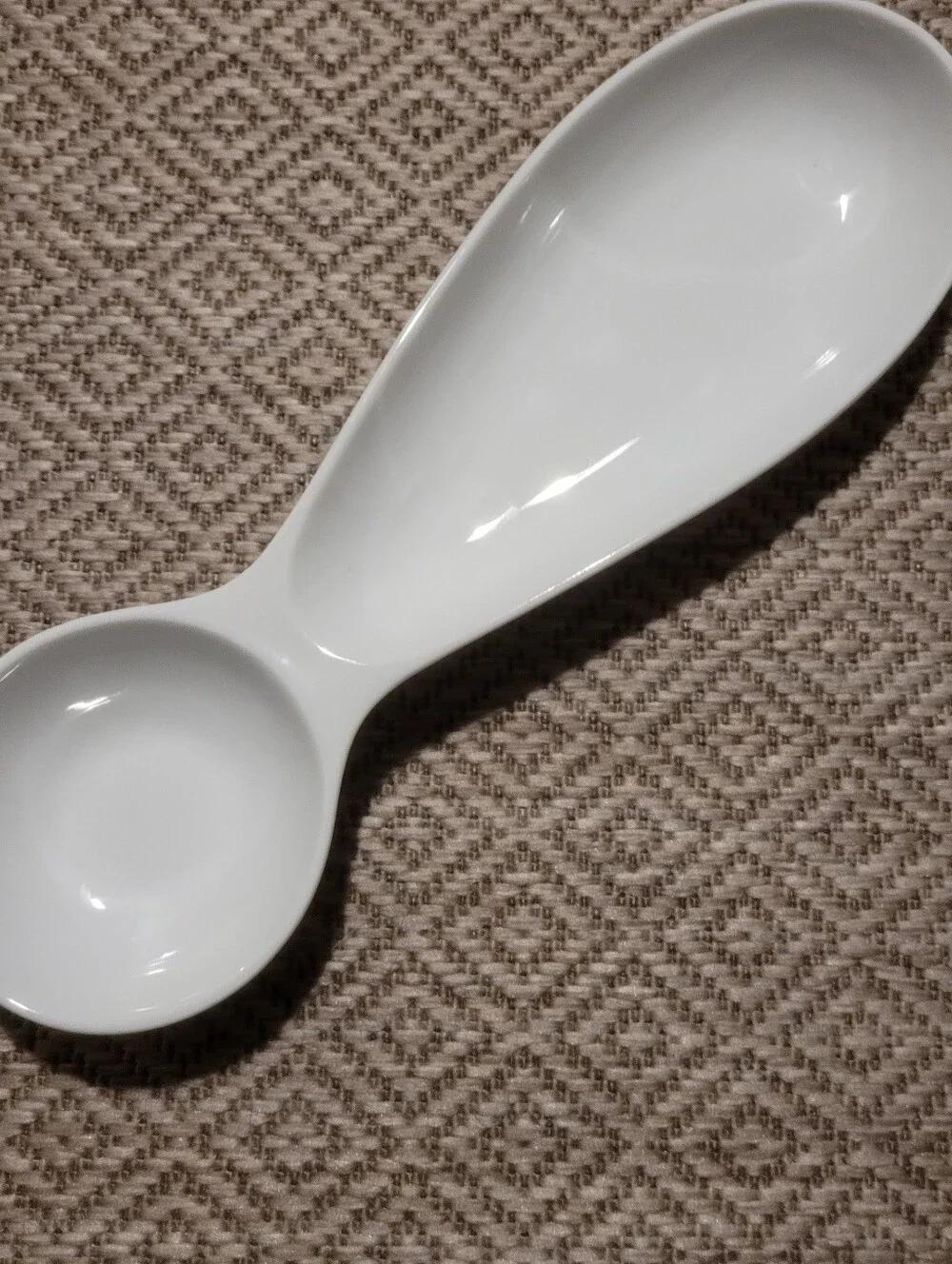 Vintage Crate & Barrel White Porcelain Double Spoon Rest / Utensil Holder